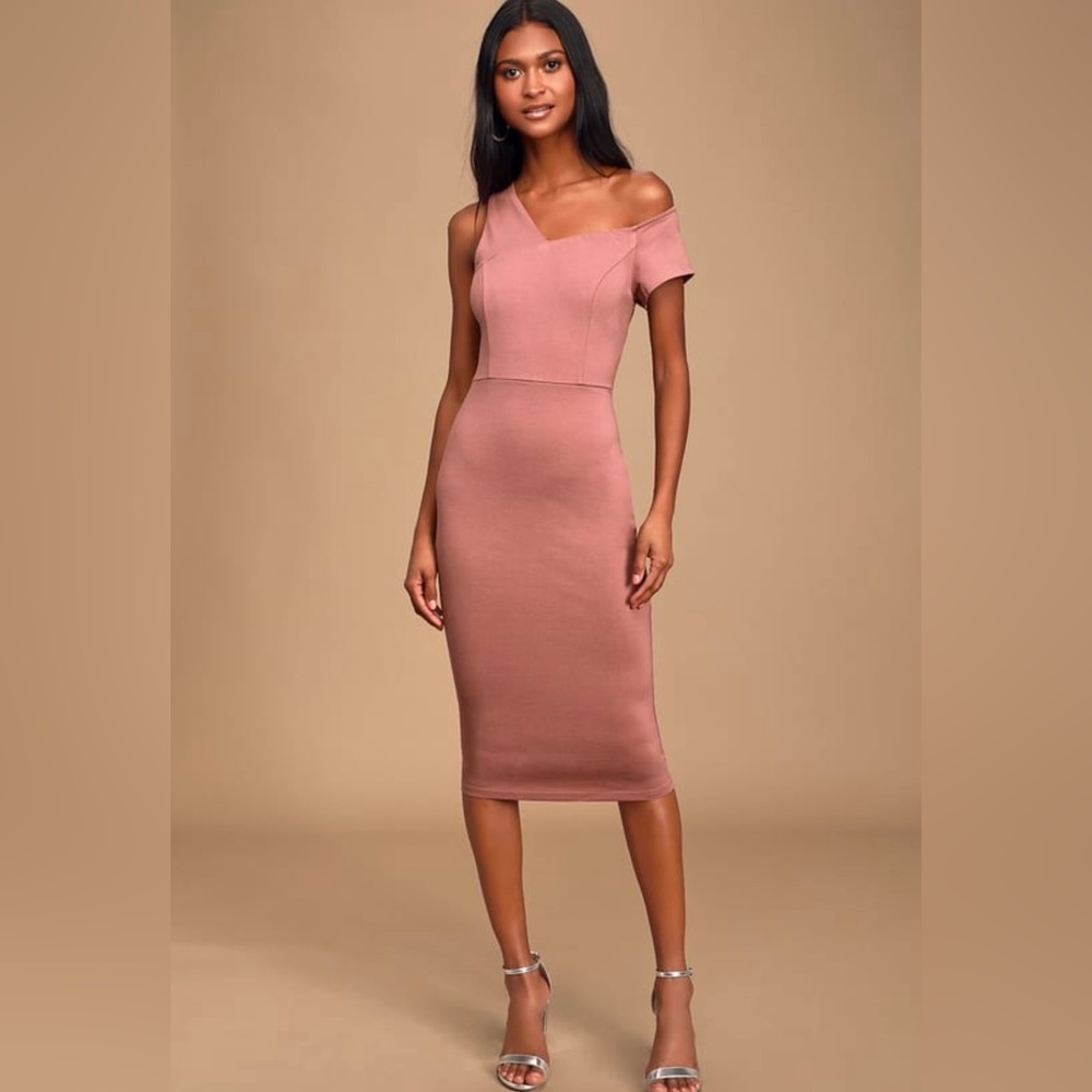 NWT mauve one-shoulder bodycon dress